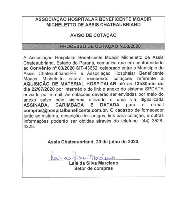 PROCESSO DE COTAÇÃO N. 54 e 55/2020