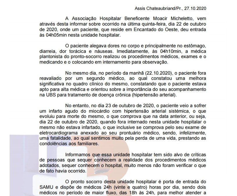 NOTA DE ESCLARECIMENTO